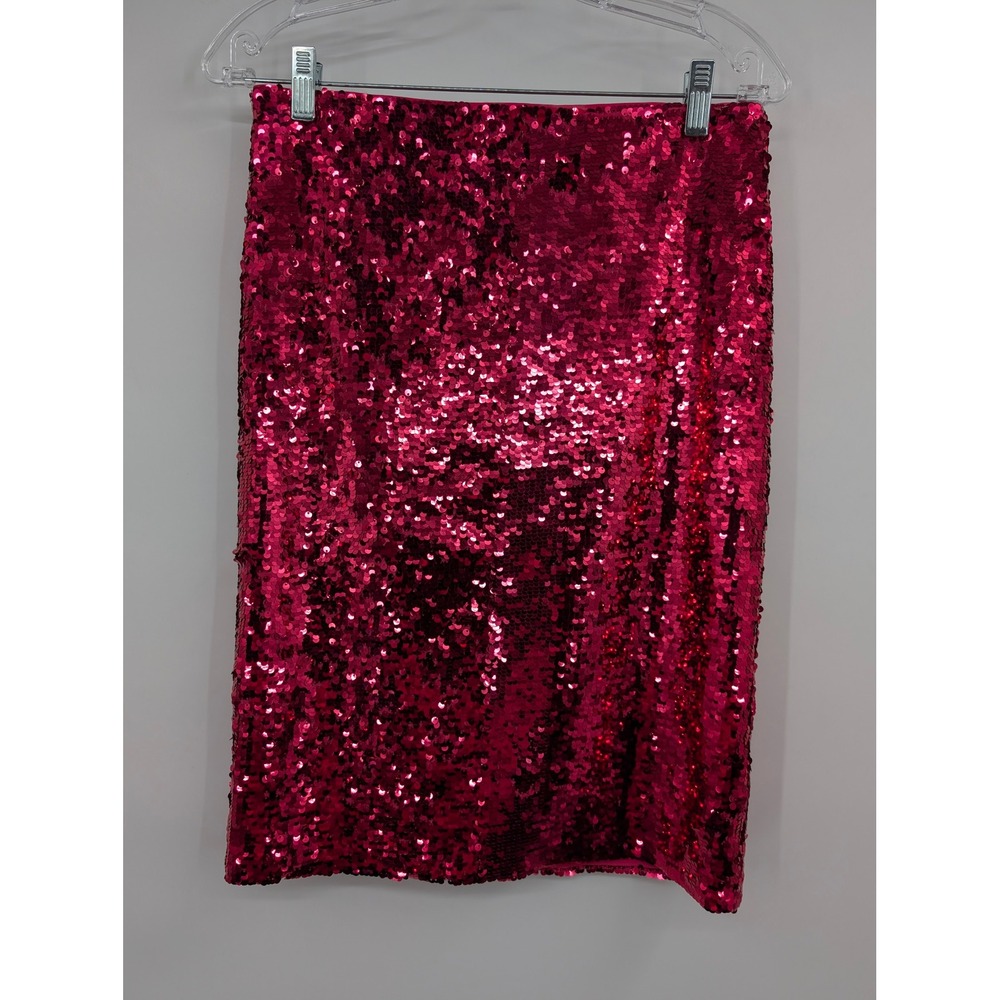 Alice + Olivia Hot Pink Ruby Sequin Pencil Skirt Cocktail Sz 10